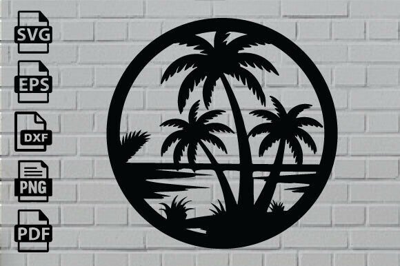 Download Beach Sunset Laser Cut File Home Decor - Laser cut Collection
