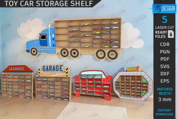 Download Toy Car Storage Shelf Laser Cut Bundle - Laser cut Collection