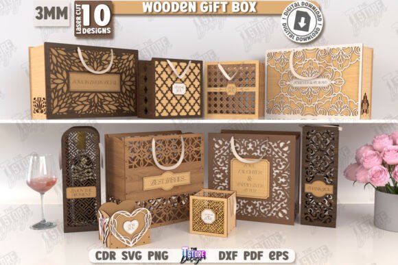 Download Wooden Gift Boxes Laser Cut Bundle | CNC - Laser cut Collection