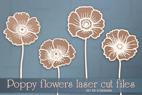 Download 3D Poppy Flowers SVG Paper Laser Cutting - Laser cut Collection