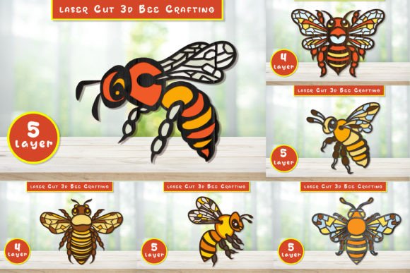 Download Laser Cut Layered 3d Bee Crafting Bundle - Laser cut Collection