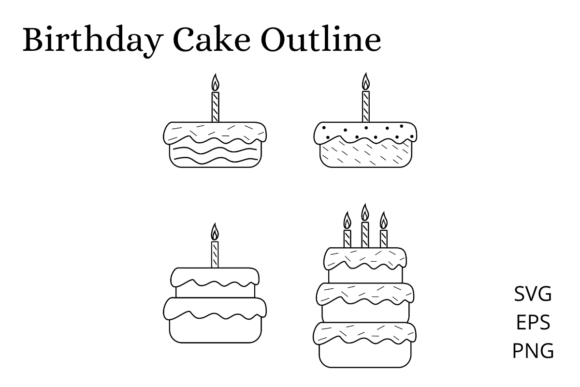 Download Birthday Cake Outline and Line Art - Premium Resources