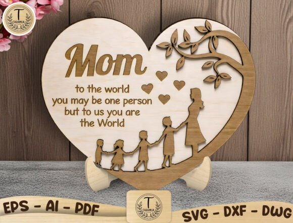 Download Mom Heart Sign SVG for Laser Cut - Laser cut Collection