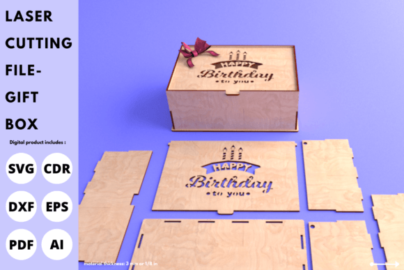 Download Birthday Gift Box with Lid | Laser Cut - Laser cut Collection
