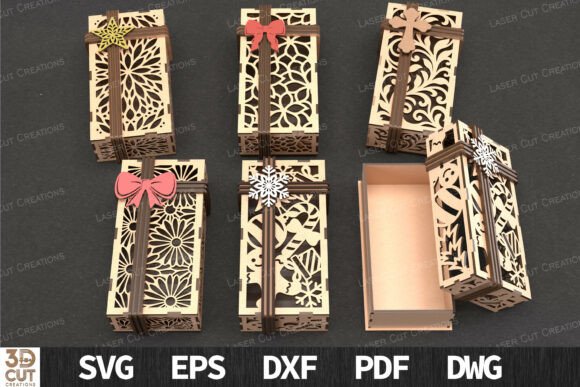 Download Gift Box Bundle Laser Cut SVG Set - Laser cut Collection