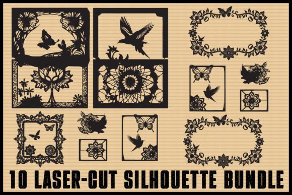 Download Butterfly Floral Laser Cut Frames Set - Laser cut Collection