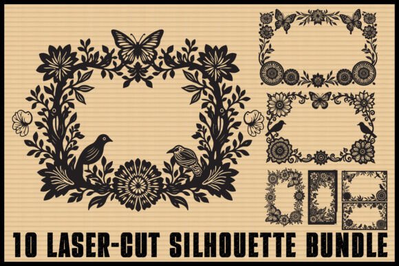 Download Butterfly Floral Laser Cut Frames Set - Laser cut Collection
