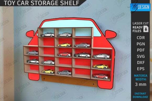 Download Toy Car Storage Shelf Laser Cut | CNC - Laser cut Collection