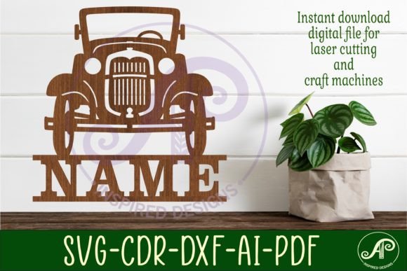Download Classic Car Name Sign Svg Laser Cut File - Laser cut Collection