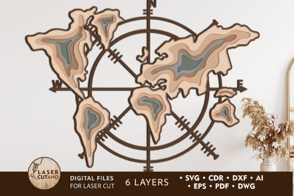 Download COMPASS MAP Laser Cutting Wood Project - Laser cut Collection