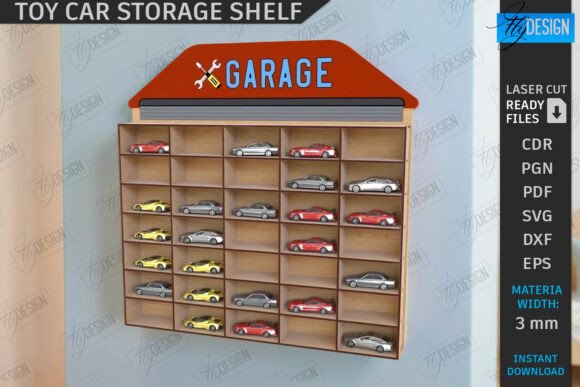 Download Toy Car Storage Shelf Laser Cut | CNC - Laser cut Collection