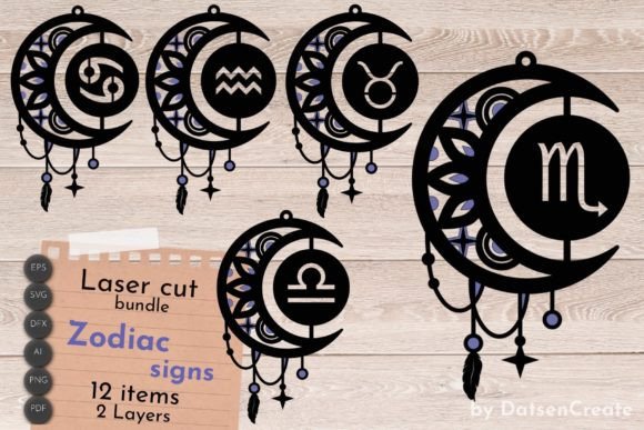 Download Zodiac Sign Bundle, 3D Svg for Laser Cut - Laser cut Collection