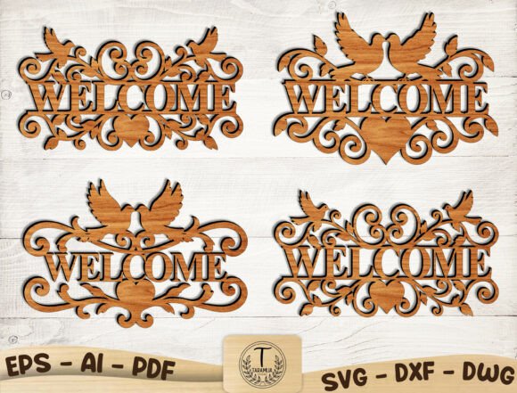 Download Welcome Sign Laser Cut Files SVG Bundle - Laser cut Collection