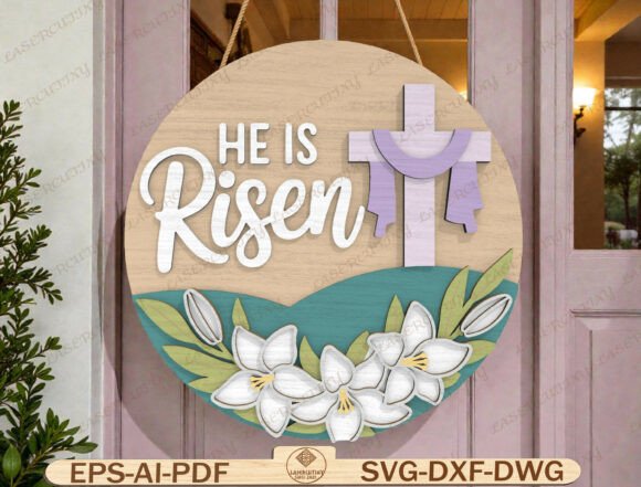 Download Easter Cross Round Door Hanger Laser Cut - Laser cut Collection