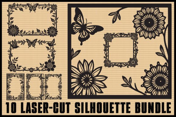 Download Butterfly Floral Laser Cut Frames Set - Laser cut Collection