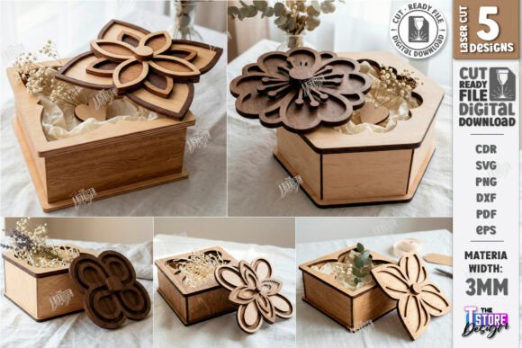 Download Flower Gift Boxes Laser Cut Bundle | CNC - Laser cut Collection