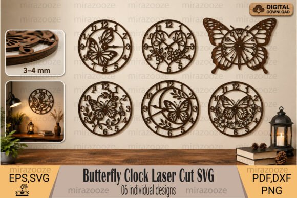 Download Butterfly Clock Laser Cut SVG - Laser cut Collection