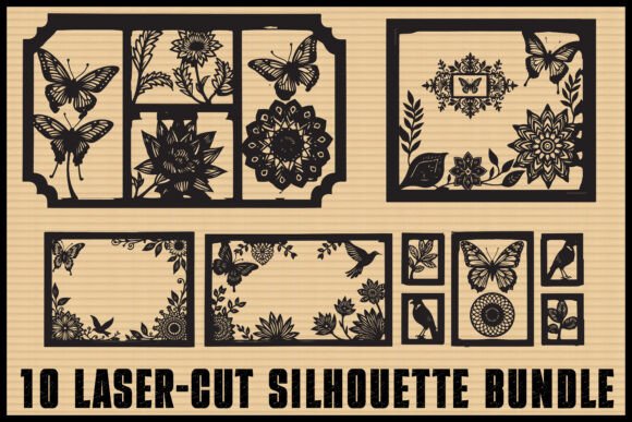 Download Butterfly Floral Laser Cut Frames Set - Laser cut Collection