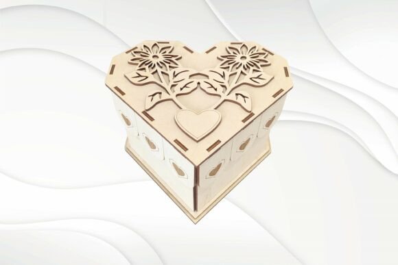 Download Gift Box Flowers Heart Laser Cut Model - Laser cut Collection