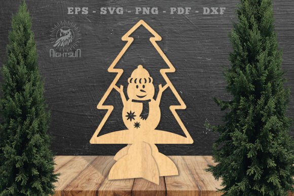 Download Snowman in Tree Laser Cut Home Decor SVG - Laser cut Collection