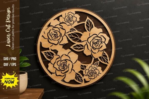 Download Rose Bouquet Circle Laser Cut Svg File - Laser cut Collection