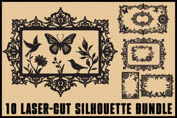 Download Butterfly Floral Laser Cut Frames Set - Laser cut Collection