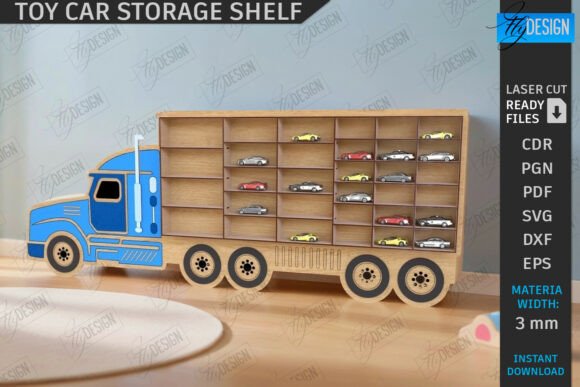 Download Toy Car Storage Shelf Laser Cut | CNC - Laser cut Collection