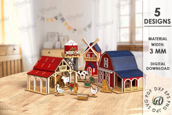 Download 3D Farm Bundle Laser Cut. Home Decor SVG - Laser cut Collection